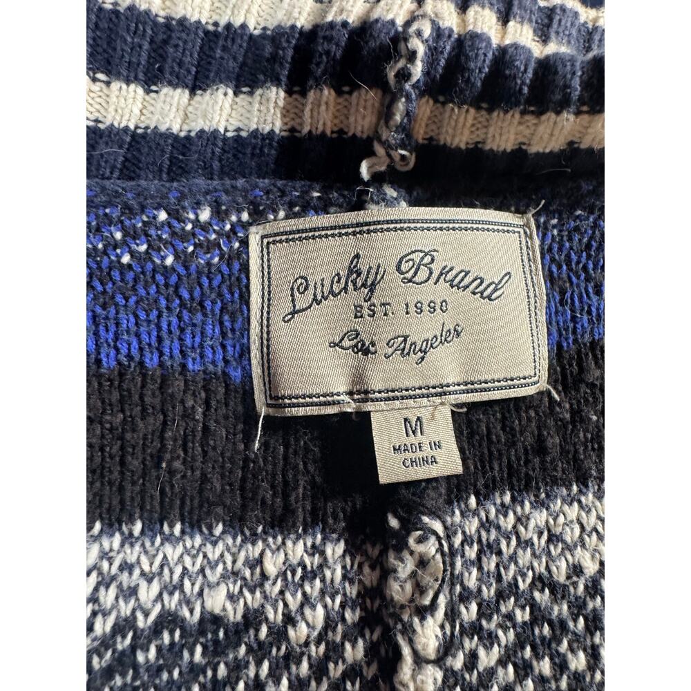 Lucky Brand Women's Medium Cotton Acrylic Open Front Sweater Duster Western Blue - Picture 5 of 9